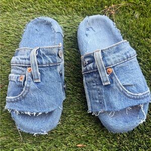 SoleMateDenim Slide Sandals - Blue